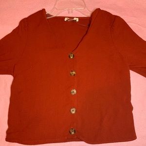 Womens Burgundy Urban Romantics Crop Shirt/ Blouse